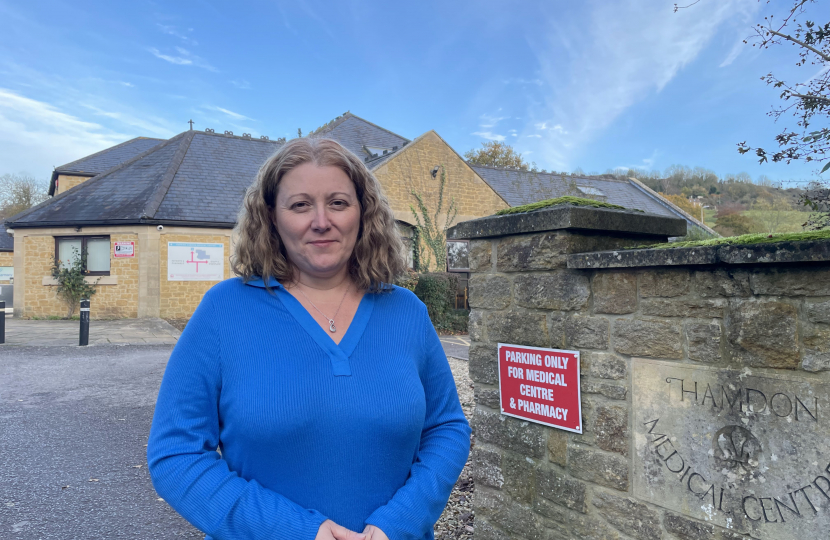 Faye Purbrick outside Stoke GP surgery