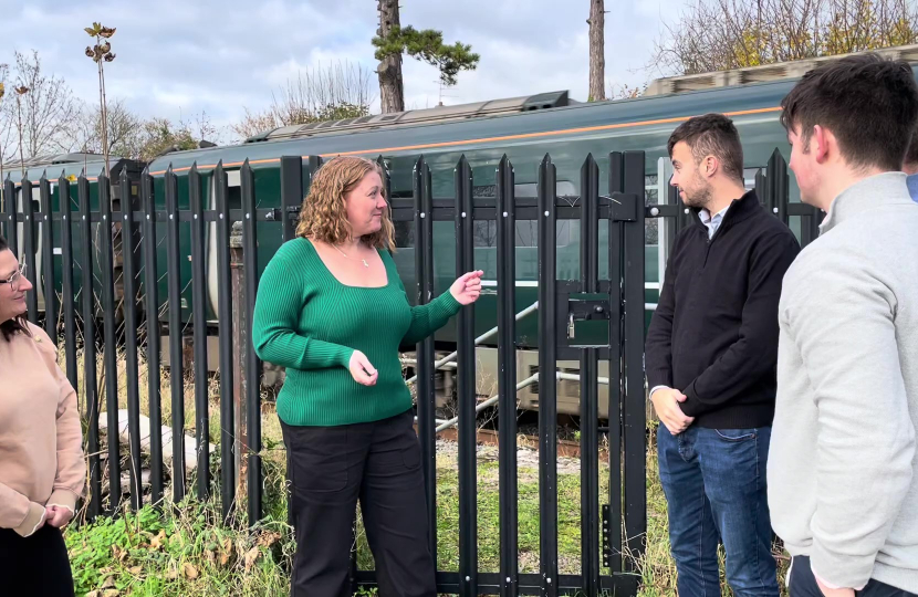 Faye and residents by the Langport rail tracks