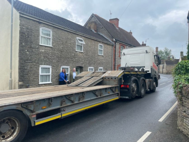 low loader in narrow Henstridge street