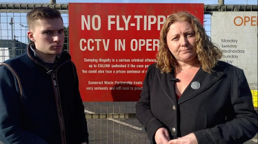 Faye Purbrick and Cllr Tom Power at Castle Cary recycling centre